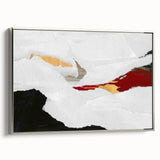 Framed abstract wall art featuring dynamic strokes and lines in shades of silver and gray, showcasing a modern design perfect for contemporary decor.