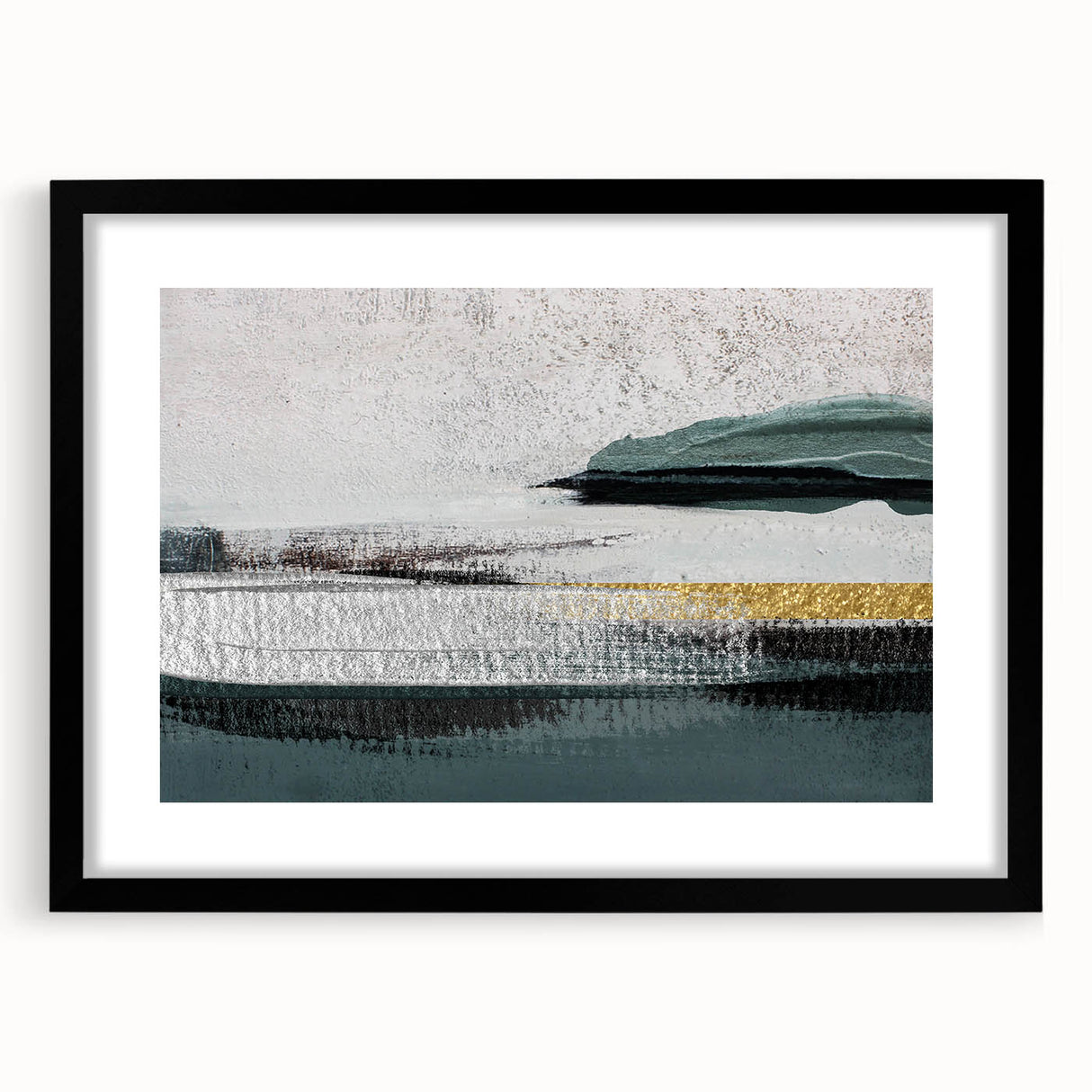 Abstract wall art design showcasing dynamic strokes and lines in a black frame with a mat, perfect for modern interior decor and artistic expression.