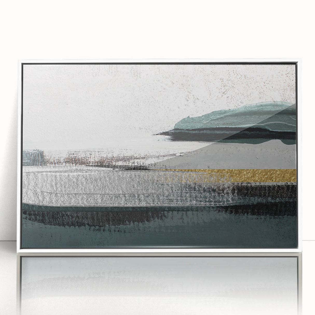 Framed abstract wall art featuring colorful strokes and lines design, presented in a sleek white frame, perfect for modern home decor. Ideal for adding a vibrant touch to any living space.