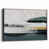 Framed canvas wall art showcasing an abstract design with colorful strokes and lines, presented in a sleek black frame, ideal for modern decor.