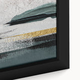 Close-up of an abstract wall art piece showcasing vibrant strokes and lines in rich colors, elegantly framed, perfect for modern home decor. Ideal for art enthusiasts.