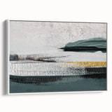 Framed canvas artwork showcasing abstract strokes and lines in a modern design, featuring a white background and vibrant colors, ideal for contemporary decor.