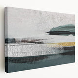 Abstract wall art featuring vibrant strokes and lines in bold colors, displayed on a stretched canvas with a side view showcasing its depth and texture. Ideal for modern decor.