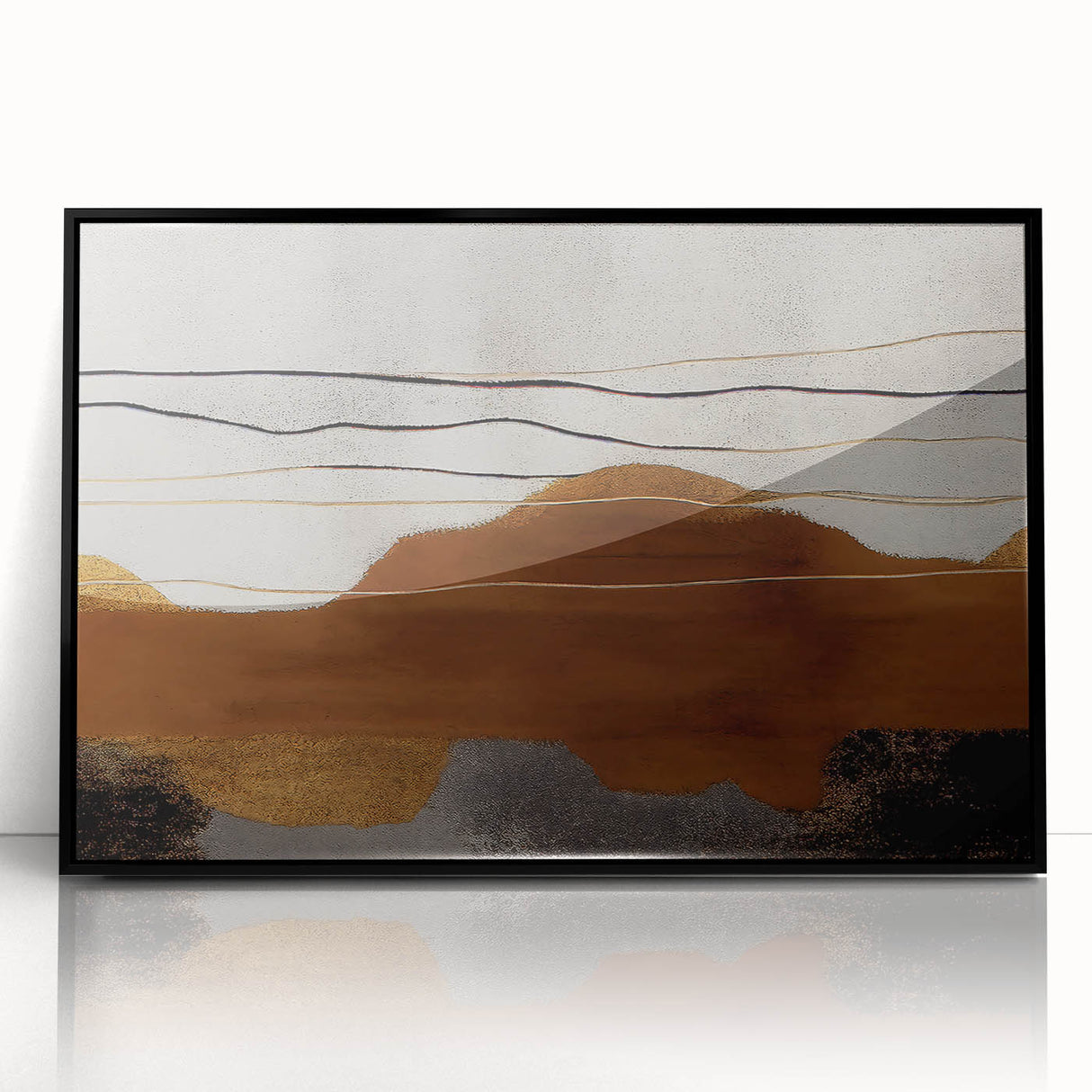 Framed abstract wall art featuring dynamic strokes and lines in black and white, perfect for modern decor. Ideal for enhancing contemporary living spaces.