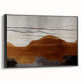 Framed canvas wall art showcasing an abstract design of colorful strokes and lines, viewed from the side, set against a black background for a modern aesthetic.