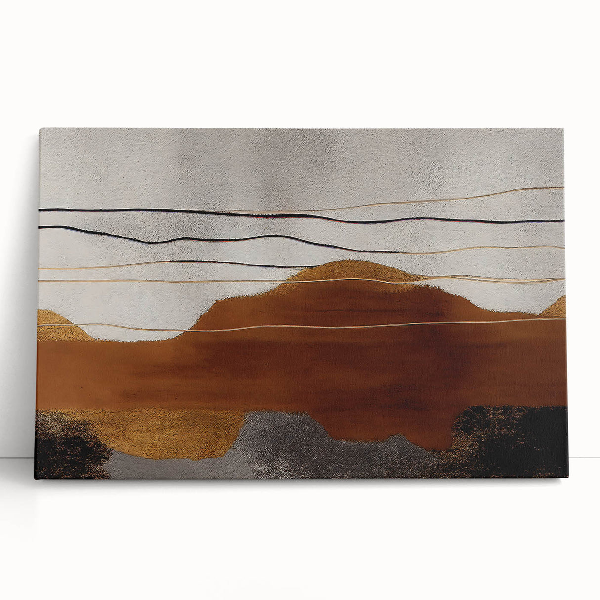 Abstract wall art featuring dynamic strokes and lines in vibrant colors, displayed on a stretched canvas, perfect for modern home decor. This unique piece adds a contemporary touch to any room, enhancing the artistic ambiance.
