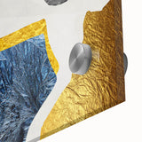 Close-up of an abstract wall art piece showcasing colorful strokes and lines on acrylic glass, emphasizing vibrant hues and modern design elements, perfect for contemporary decor.