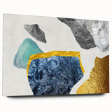 Abstract wall art design featuring vibrant strokes and lines in various colors, displayed in an acrylic frame, highlighting modern artistic expression and elegance.