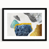 Abstract wall art featuring bold strokes and lines in a minimalist design, framed in black with a white mat, perfect for modern home decor. Enhance your space with this versatile artwork that complements various interior styles.