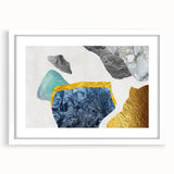 Abstract strokes and lines design wall art collection framed with a white mat, showcasing vibrant colors and modern aesthetics, ideal for contemporary home decor.