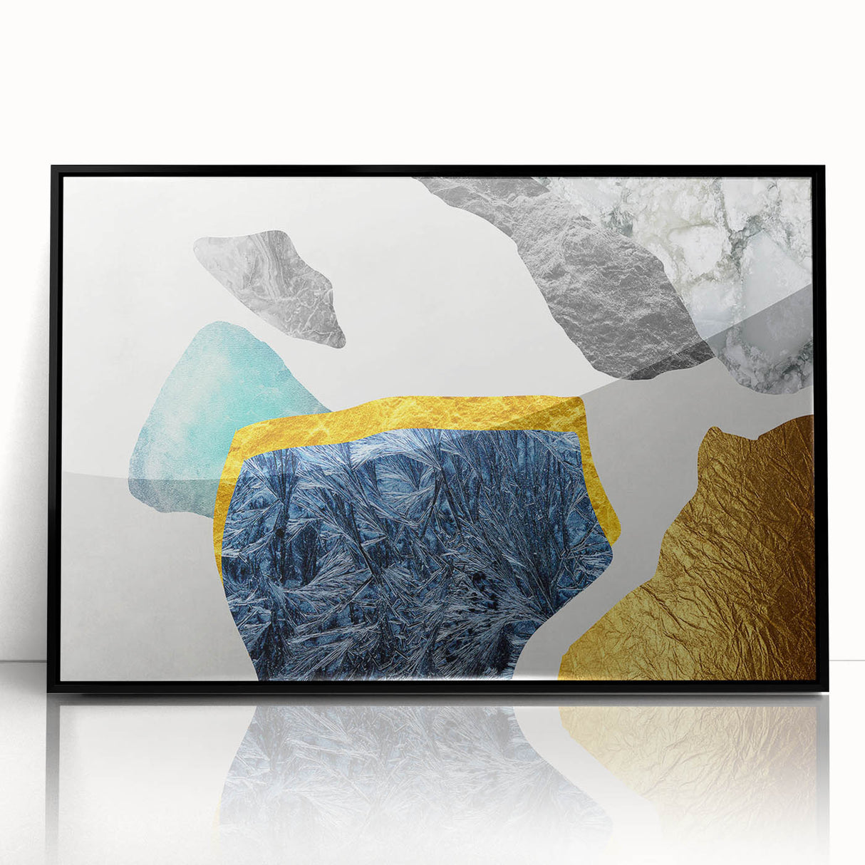Framed abstract wall art showcasing dynamic strokes and lines in a sleek black frame, ideal for modern decor. Perfect for enhancing contemporary interiors.