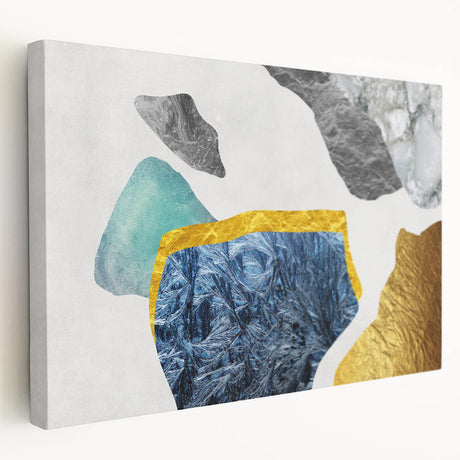 Stretched canvas wall art showcasing an abstract design with dynamic strokes and lines in vibrant colors, ideal for modern home decor and artistic expression.