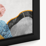 Close-up of an abstract strokes and lines design wall art in a framed canvas, showcasing vibrant colors and intricate patterns, perfect for modern home decor.