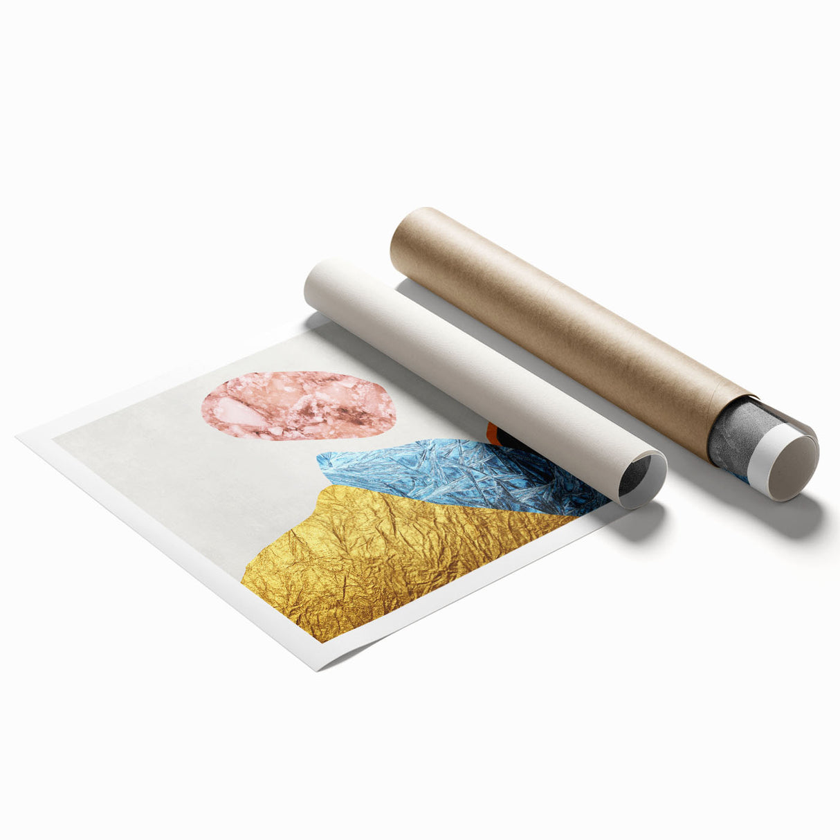 Abstract strokes and lines design in vibrant colors, showcasing a modern wall art print ideal for contemporary decor. Perfectly rolled for easy framing and display.