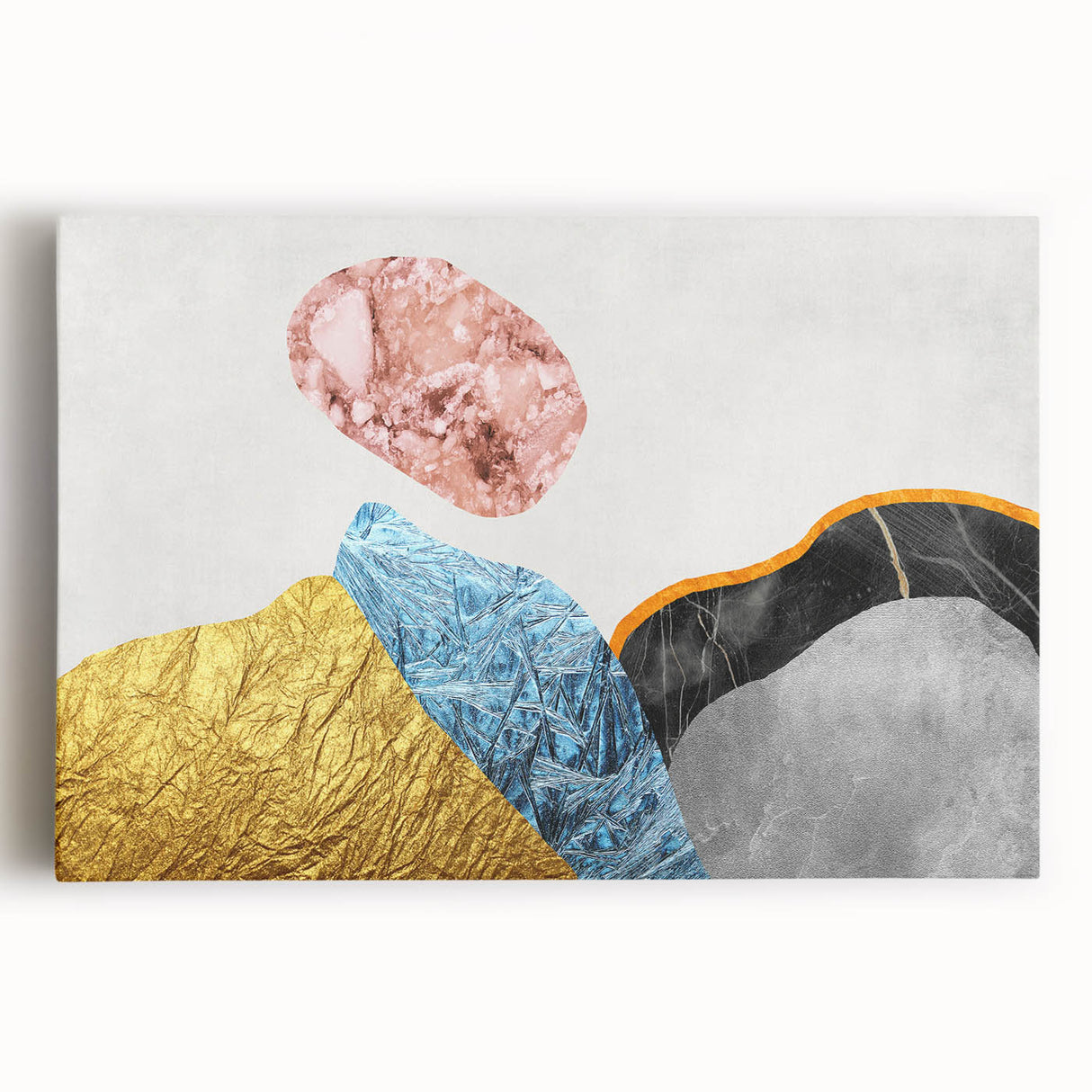 Colorful abstract strokes and lines create a modern wall art design on stretched canvas, ideal for contemporary decor. Perfect for vibrant home or office spaces.