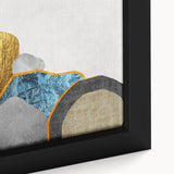 Framed canvas wall art showcasing a vibrant abstract design of colorful strokes and lines, perfect for modern decor. The close-up highlights the intricate textures and vivid hues, enhancing any living space with artistic flair.