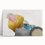 Vibrant abstract wall art design featuring bold strokes and lines in a blend of colors, printed on stretched canvas, perfect for modern home decor.