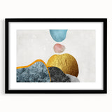 Abstract wall art featuring dynamic strokes and lines in a minimalist design, framed with a black border and mat, perfect for modern decor and artistic expression.