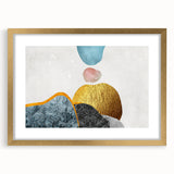 Abstract strokes and lines design wall art collection framed with a gold mat, showcasing a modern aesthetic. Perfect for enhancing contemporary home decor.