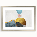 Abstract wall art featuring a collection of colorful strokes and lines, framed in silver with a mat, showcasing a modern design perfect for contemporary decor.