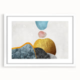 Abstract strokes and lines design wall art in a white frame with matting, showcasing a modern aesthetic suitable for contemporary interiors. Perfect for adding a touch of elegance to any room.