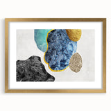 Abstract wall art featuring a modern design of gold strokes and lines, elegantly framed with a mat, showcasing a sophisticated aesthetic for home decor. Perfect for adding a touch of luxury to any room.