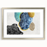 Abstract wall art print featuring dynamic strokes and lines in a minimalist design, framed with a sleek silver mat, perfect for modern home decor.