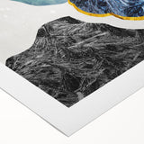 Abstract strokes and lines design on a rolled canvas, showcasing vibrant colors and modern art elements, perfect for contemporary home decor and art enthusiasts.