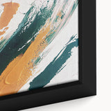 Colorful abstract strokes and lines in a framed canvas wall art piece, showcasing a contemporary design with vibrant hues and dynamic textures, perfect for modern decor.