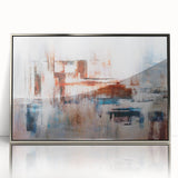 Framed acrylic wall art featuring abstract strokes and lines in silver tones, designed for modern decor, emphasizing elegance and sophistication in home interiors.