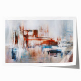 Abstract strokes and lines design wall art print featuring a vibrant color palette of blues, greens, and yellows, rolled in a protective cardboard tube for easy shipping. This contemporary artwork enhances modern decor with its dynamic patterns and textures, perfect for art enthusiasts.