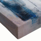 Close-up of an abstract strokes and lines design on stretched canvas wall art, showcasing vibrant colors and intricate details, perfect for modern home decor.