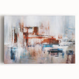 Abstract wall art showcasing vibrant strokes and lines in a harmonious blend of colors on a stretched canvas. Ideal for modern interior decor, this piece adds a contemporary touch to any space.