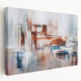 Stretched canvas wall art showcasing an abstract design of colorful strokes and lines, presented in a side view to highlight the depth and texture of the artwork. Perfect for modern decor enthusiasts looking to elevate their space with vibrant, contemporary art pieces.