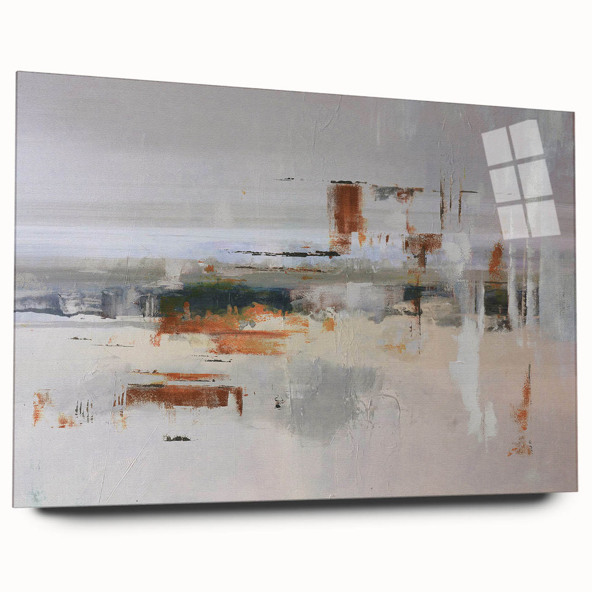 Abstract wall art featuring colorful strokes and lines on acrylic glass, showcasing vibrant hues of blue, yellow, and red in a modern design. Ideal for contemporary decor.