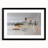 Abstract wall art design featuring strokes and lines in earthy tones, framed with a black mat, showcasing a modern aesthetic perfect for contemporary decor.