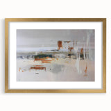 Abstract strokes and lines design wall art featuring a gold frame and mat, ideal for modern decor. Perfect for elevating living spaces with artistic flair.