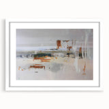 Abstract wall art featuring colorful strokes and lines in a modern design, framed in white with a mat, ideal for contemporary home decor. Perfect for adding a vibrant touch to living spaces.