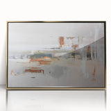 Framed wall art showcasing an abstract design of gold strokes and lines on a sleek, modern background. Ideal for contemporary home decor.