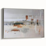 Framed canvas wall art showcasing an abstract design of colorful strokes and lines in silver tones, ideal for modern decor settings. Perfect for adding a contemporary touch to living spaces or offices.