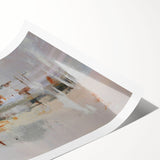 Abstract wall art print featuring a vibrant composition of colorful strokes and lines, designed to add a modern touch to any interior decor. The piece showcases bold hues of blue, orange, and yellow, creating a dynamic visual experience ideal for contemporary spaces.