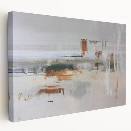 Abstract wall art featuring colorful strokes and lines on a stretched canvas, showcasing vibrant hues of blue, yellow, and red, ideal for modern home decor.