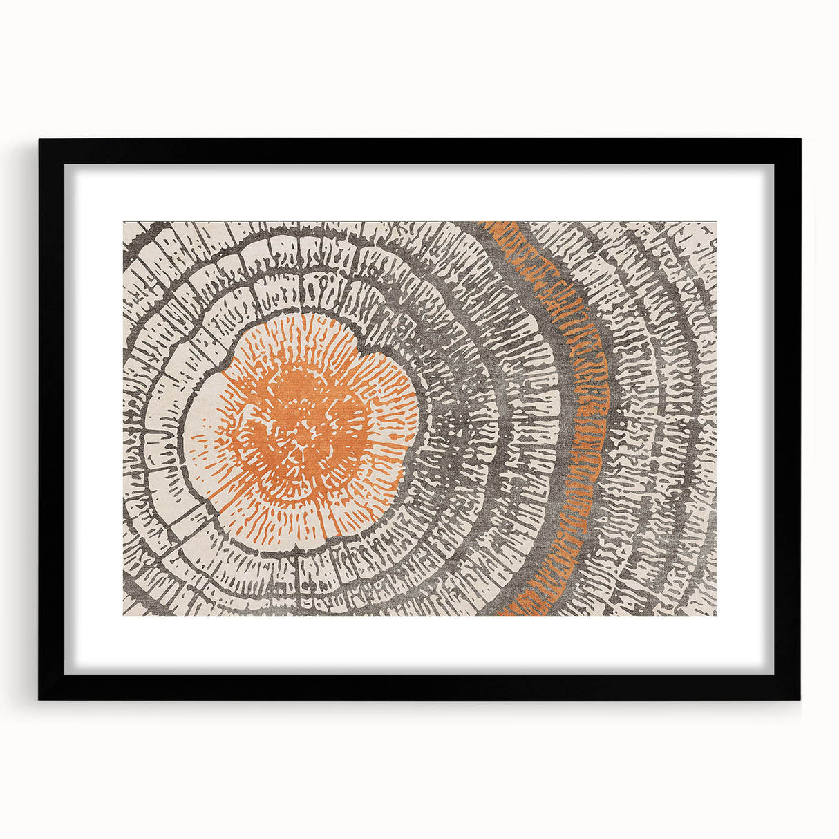 Abstract wall art featuring bold strokes and lines in a modern design, framed with a sleek black mat, perfect for contemporary decor.