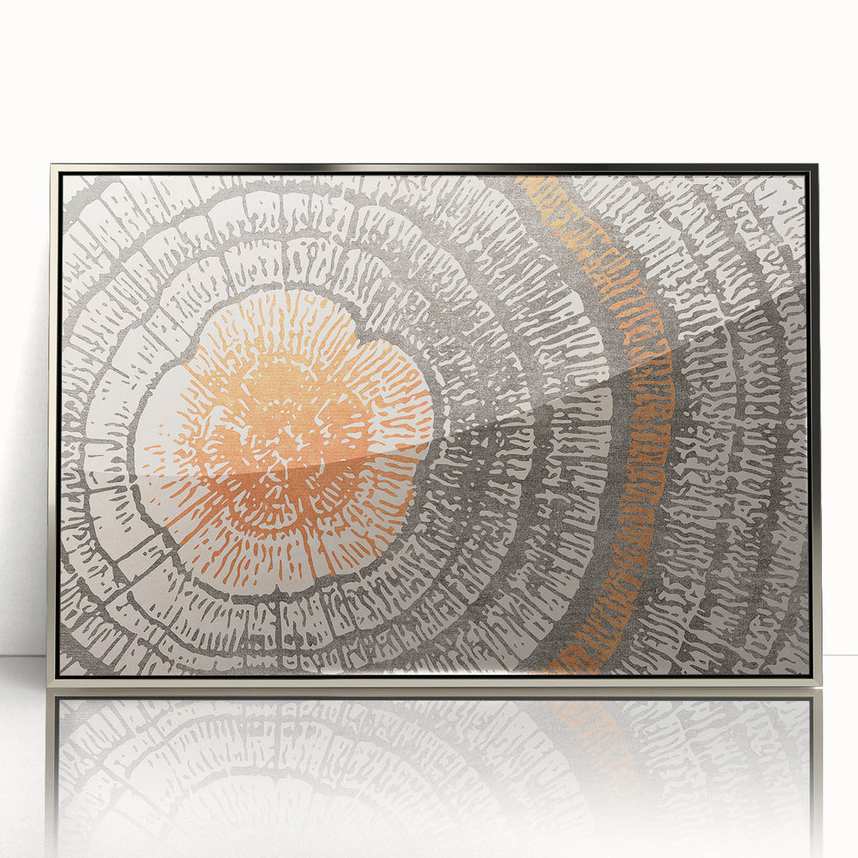 Framed abstract wall art featuring elegant silver strokes and lines on a white background, adding a modern touch to any decor.