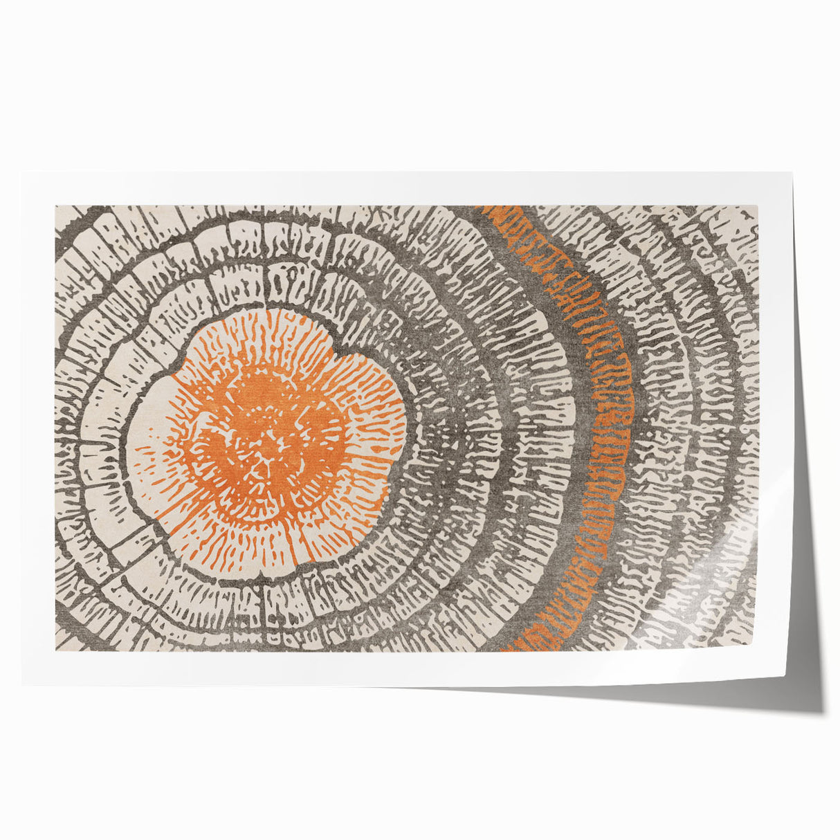 Abstract wall art print showcasing vibrant strokes and lines in shades of blue, orange, and yellow, perfect for modern home decor.