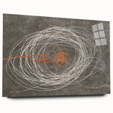 Abstract wall art design showcasing vibrant strokes and lines in a colorful acrylic glass frame, perfect for modern home decor. This side view highlights the sleek finish and artistic flair.