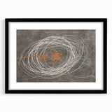 Abstract wall art featuring bold strokes and lines in a modern design, framed with a black mat, showcasing a contemporary aesthetic perfect for home decor.