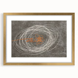 Abstract wall art featuring gold strokes and lines in a modern frame with a mat, ideal for contemporary decor. Perfect for living rooms or office spaces.