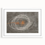 Abstract strokes and lines in a modern wall art design, framed with a white mat, showcasing a contemporary aesthetic perfect for home decor.