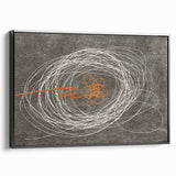 Framed canvas wall art showcasing an abstract design of colorful strokes and lines, featuring a sleek black frame, ideal for modern home decor.